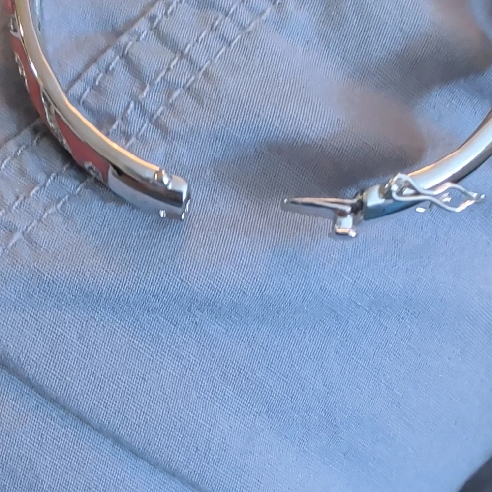 Lauren G Adams Caoral Enamel and Crystal Hinged Bangle Bracelet - Women Jewelry - Picture 5 of 5